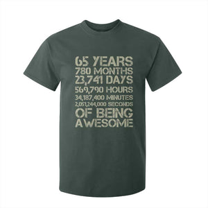 65th Milestone Birthday Gift T Shirt For Kid 65 Years Of Being Awesome TS12 Dark Forest Green Print Your Wear