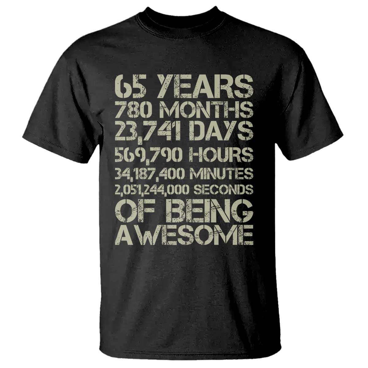65th Milestone Birthday Gift T Shirt 65 Years Of Being Awesome TS12 Black Print Your Wear