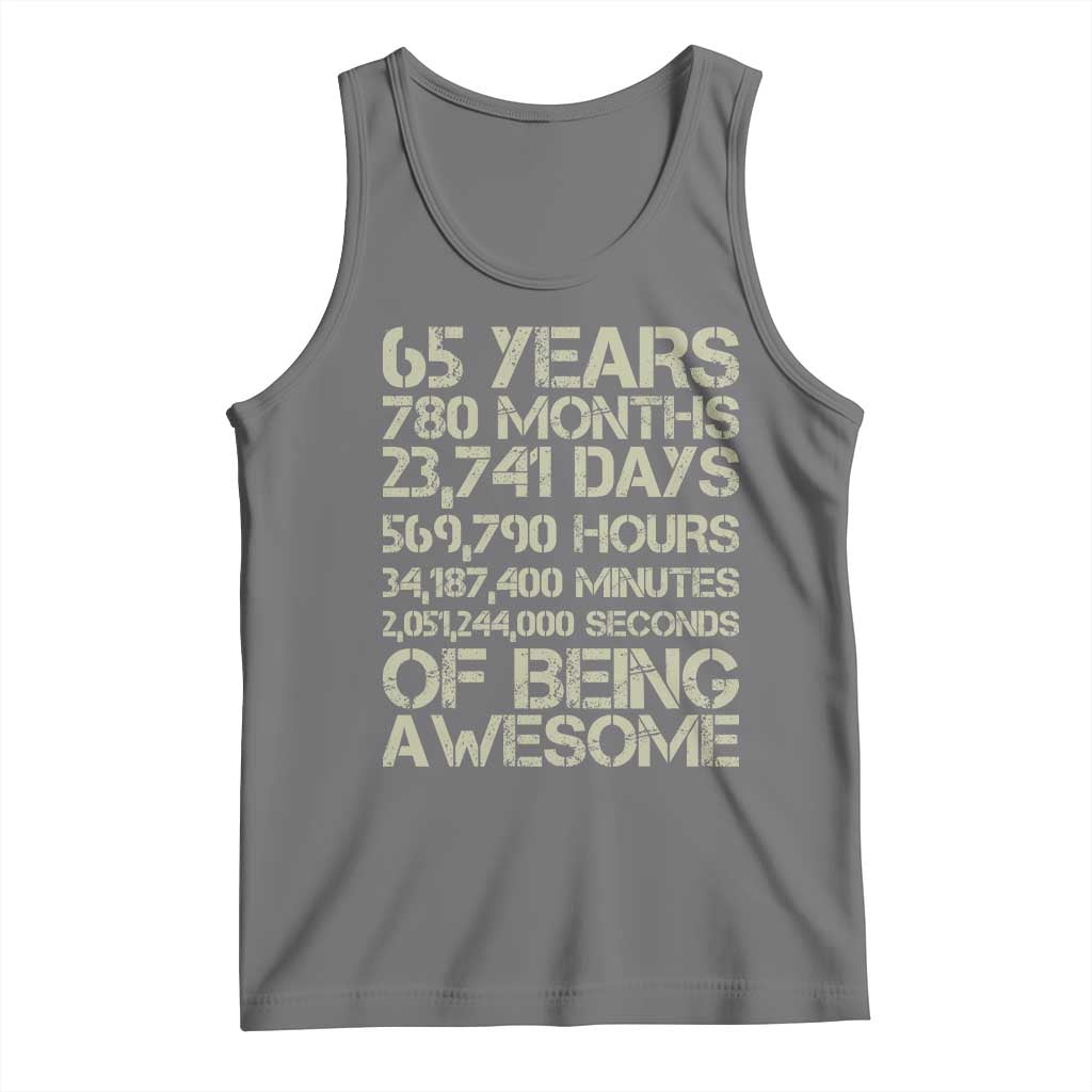 65th Milestone Birthday Gift Tank Top 65 Years Of Being Awesome TS12 Black Heather Print Your Wear