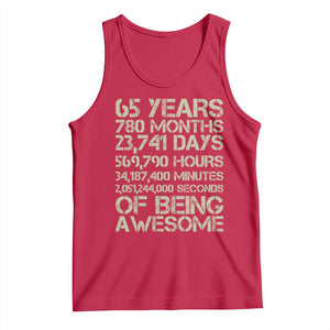65th Milestone Birthday Gift Tank Top 65 Years Of Being Awesome TS12 Red Print Your Wear