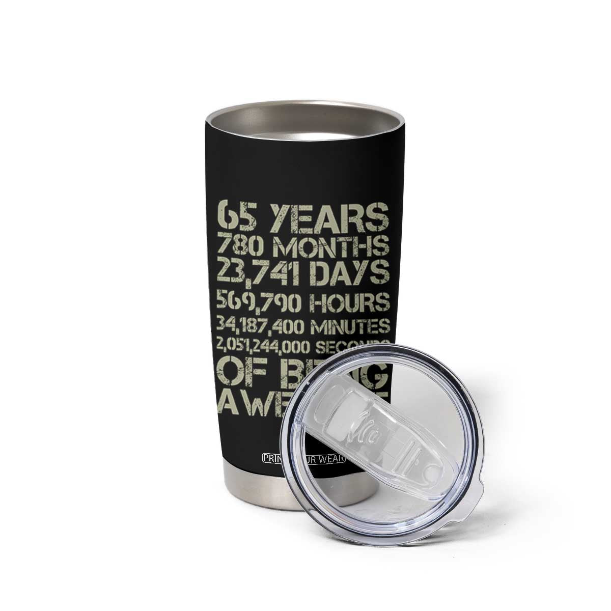 65th Milestone Birthday Gift Tumbler Cup 65 Years Of Being Awesome TS12 Print Your Wear