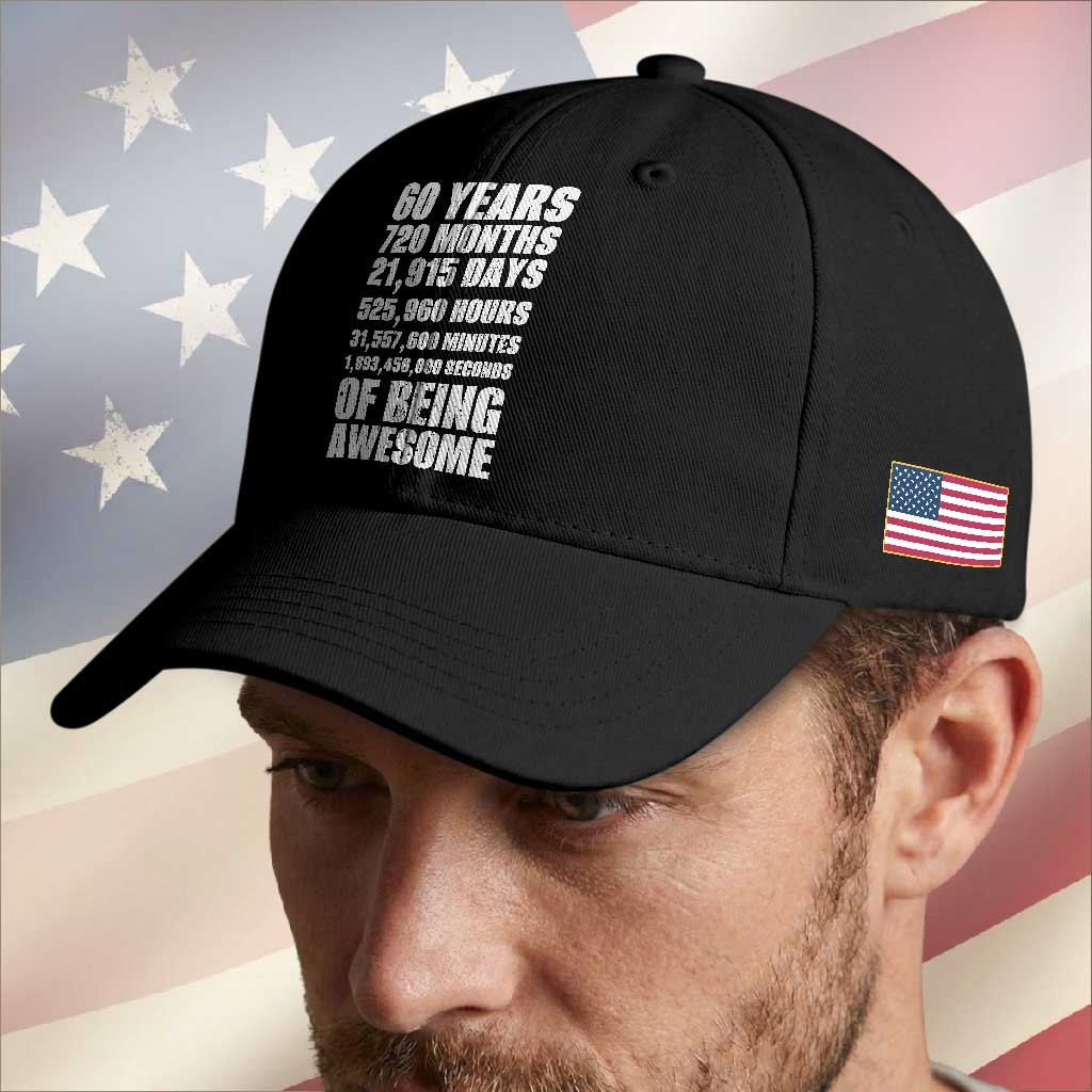 Cheers To 60 Years Birthday Baseball Cap Sixty Years Of Awesome TS12 Print Your Wear