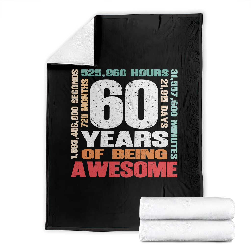 Retro 60 Years Of Being Awesome Throw Blanket 60th Birthday Gift Idea TS12 Black Print Your Wear