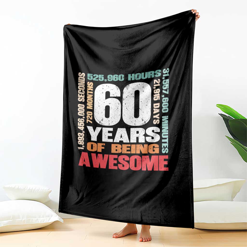 Retro 60 Years Of Being Awesome Throw Blanket 60th Birthday Gift Idea TS12 Print Your Wear