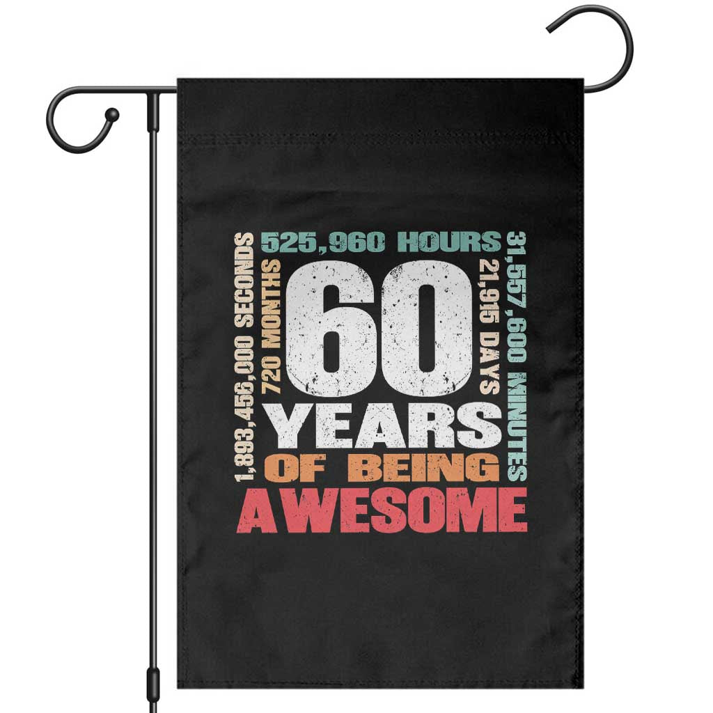 Retro 60 Years Of Being Awesome Garden Flag 60th Birthday Gift Idea TS12 Black Print Your Wear