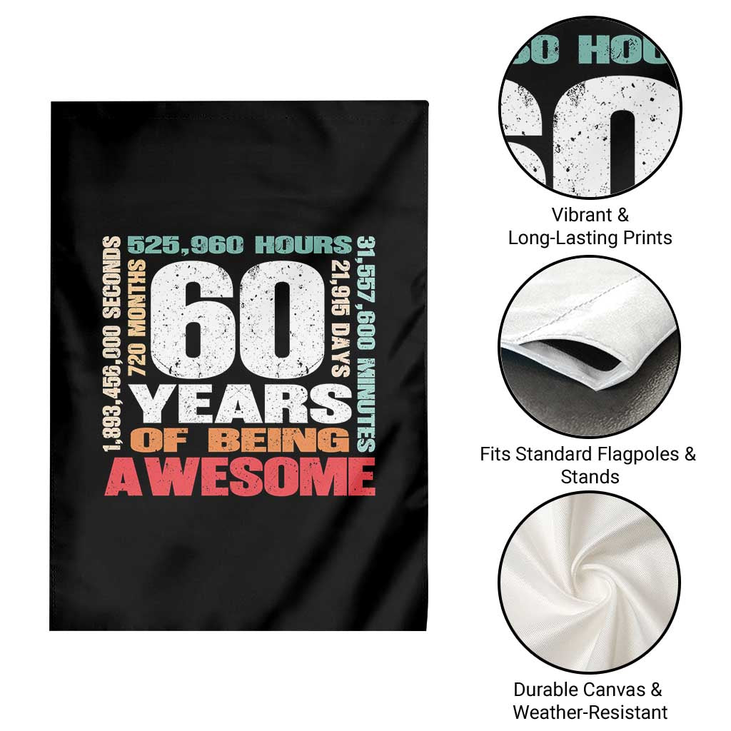 Retro 60 Years Of Being Awesome Garden Flag 60th Birthday Gift Idea TS12 Print Your Wear
