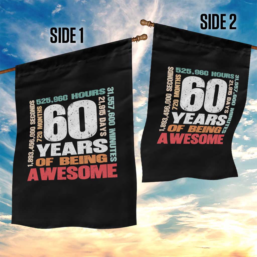 Retro 60 Years Of Being Awesome Garden Flag 60th Birthday Gift Idea TS12 Print Your Wear