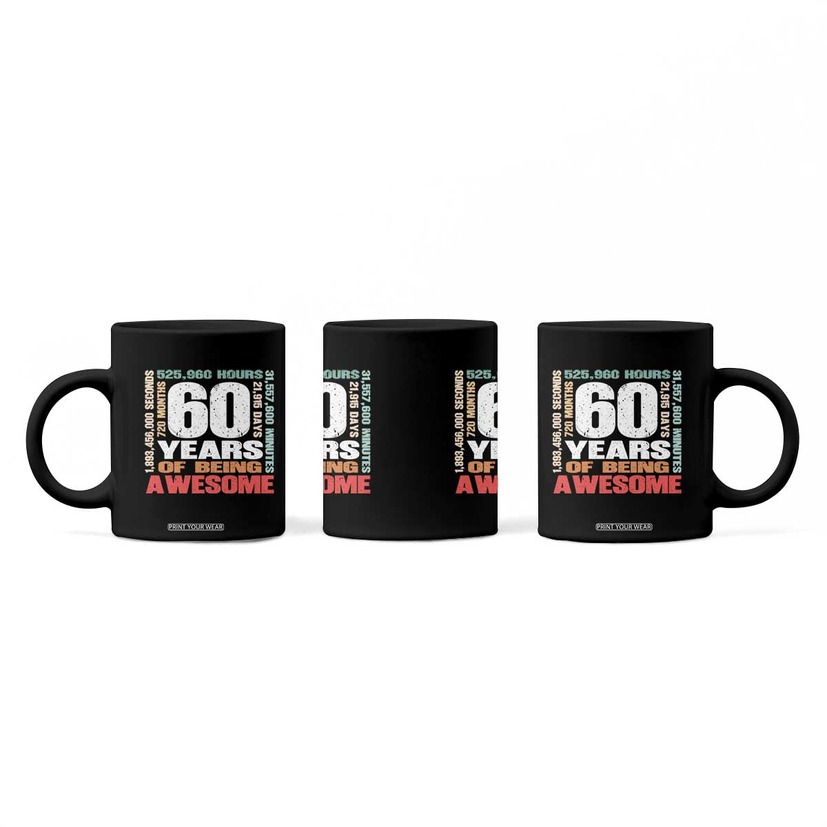 Retro 60 Years Of Being Awesome Coffee Mug 60th Birthday Gift Idea TS12 Print Your Wear
