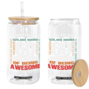Retro 60 Years Of Being Awesome Glass Can 60th Birthday Gift Idea TS12 Print Your Wear