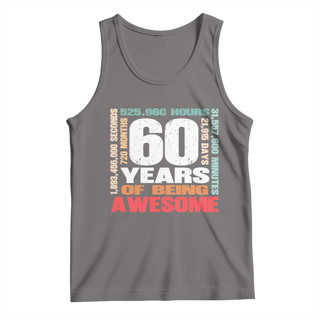 Retro 60 Years Of Being Awesome Tank Top 60th Birthday Gift Idea TS12 Deep Heather Print Your Wear