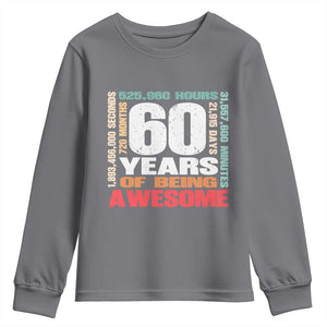 Retro 60 Years Of Being Awesome Youth Sweatshirt 60th Birthday Gift Idea TS12 Charcoal Print Your Wear