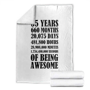 55th Milestone Birthday Throw Blanket 55 Years Of Being Awesome Graphic TS12 White Print Your Wear