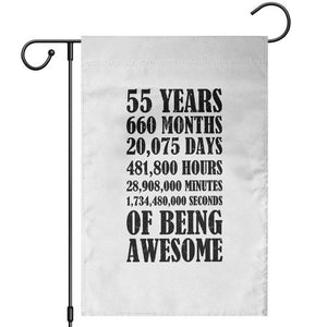 55th Milestone Birthday Garden Flag 55 Years Of Being Awesome Graphic TS12 White Print Your Wear