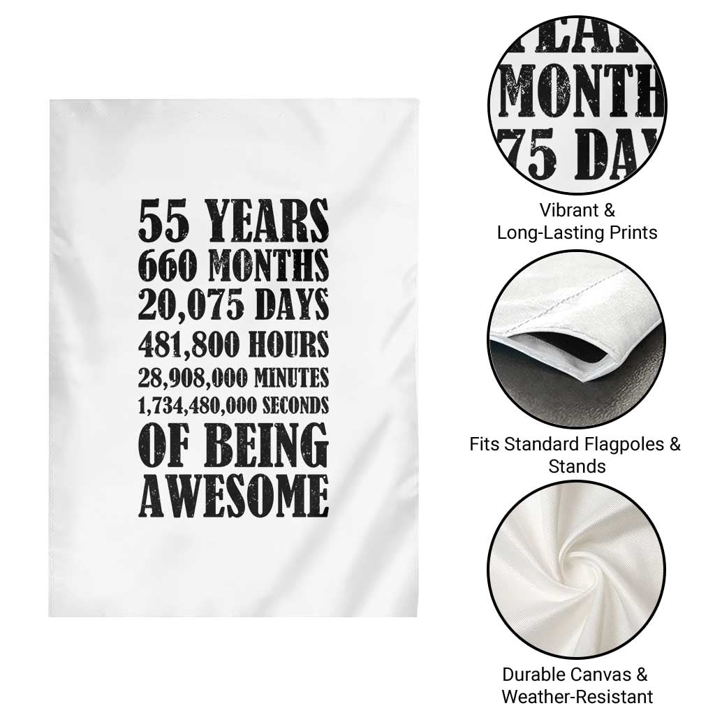 55th Milestone Birthday Garden Flag 55 Years Of Being Awesome Graphic TS12 Print Your Wear