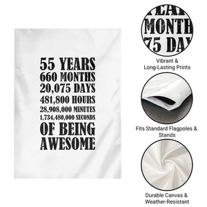 55th Milestone Birthday Garden Flag 55 Years Of Being Awesome Graphic TS12 Print Your Wear