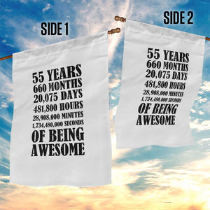 55th Milestone Birthday Garden Flag 55 Years Of Being Awesome Graphic TS12 Print Your Wear