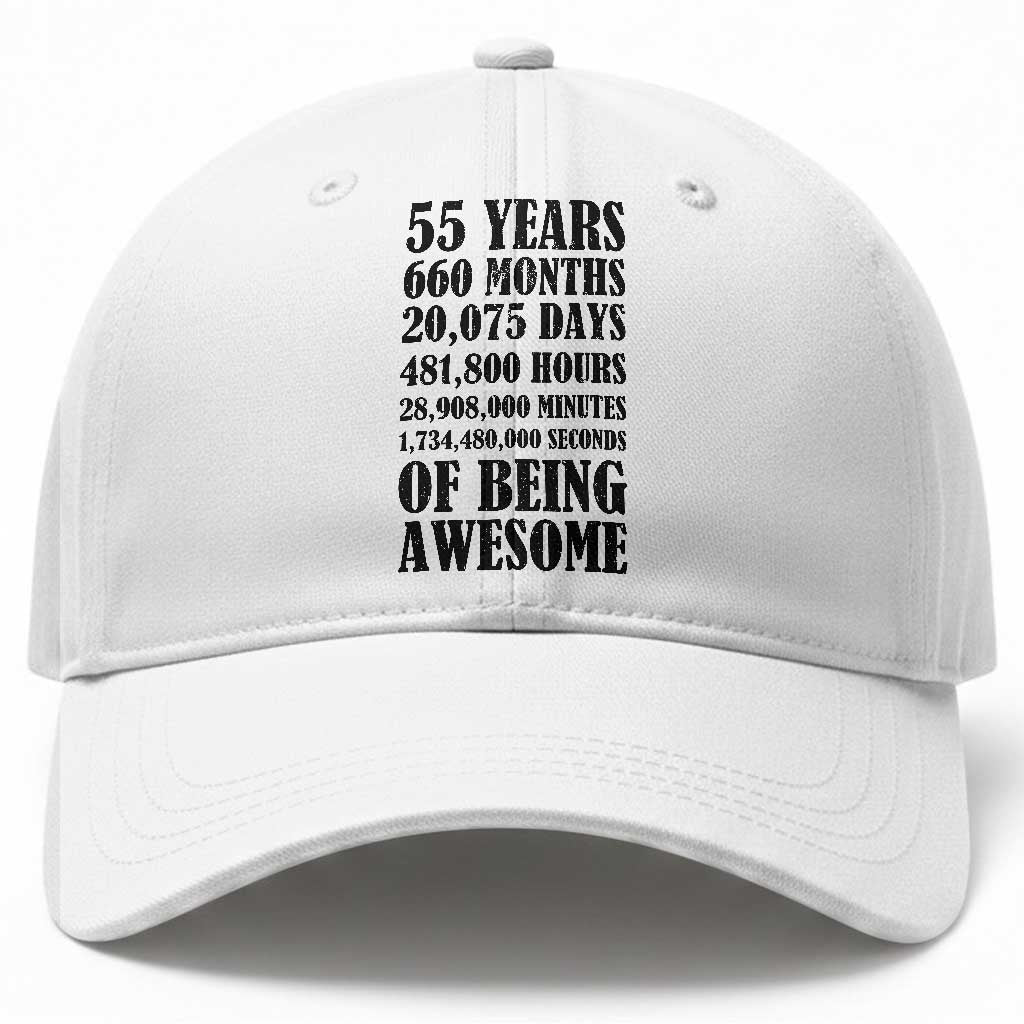 55th Milestone Birthday Baseball Cap 55 Years Of Being Awesome Graphic TS12 Print Your Wear