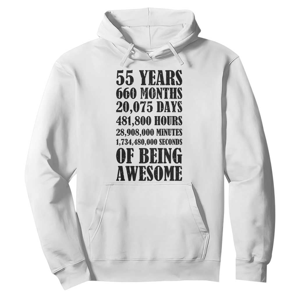 55th Milestone Birthday Hoodie 55 Years Of Being Awesome Graphic TS12 White Print Your Wear