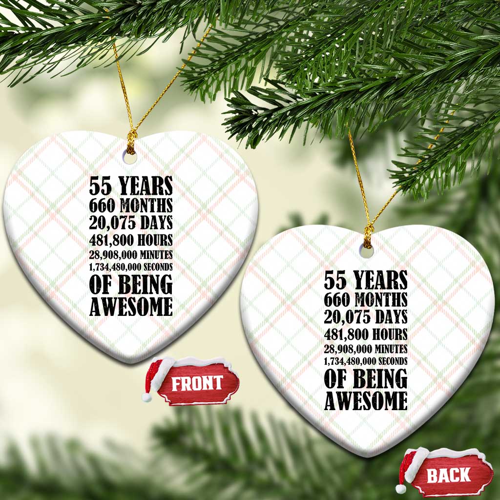 55th Milestone Birthday Ceramic Ornament 55 Years Of Being Awesome Graphic TS12 Print Your Wear