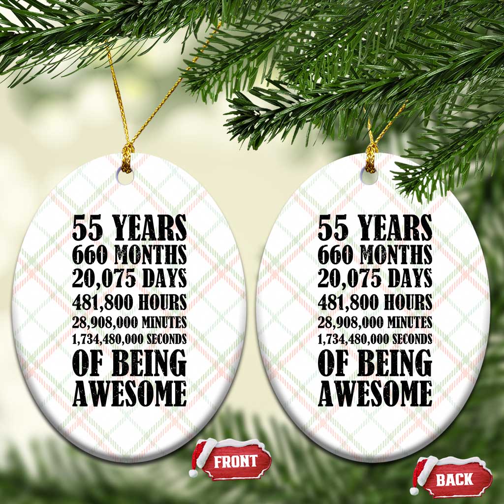 55th Milestone Birthday Ceramic Ornament 55 Years Of Being Awesome Graphic TS12 Print Your Wear