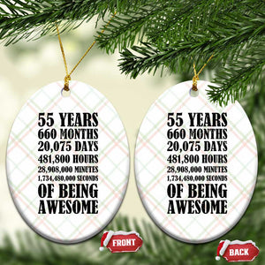 55th Milestone Birthday Ceramic Ornament 55 Years Of Being Awesome Graphic TS12 Print Your Wear