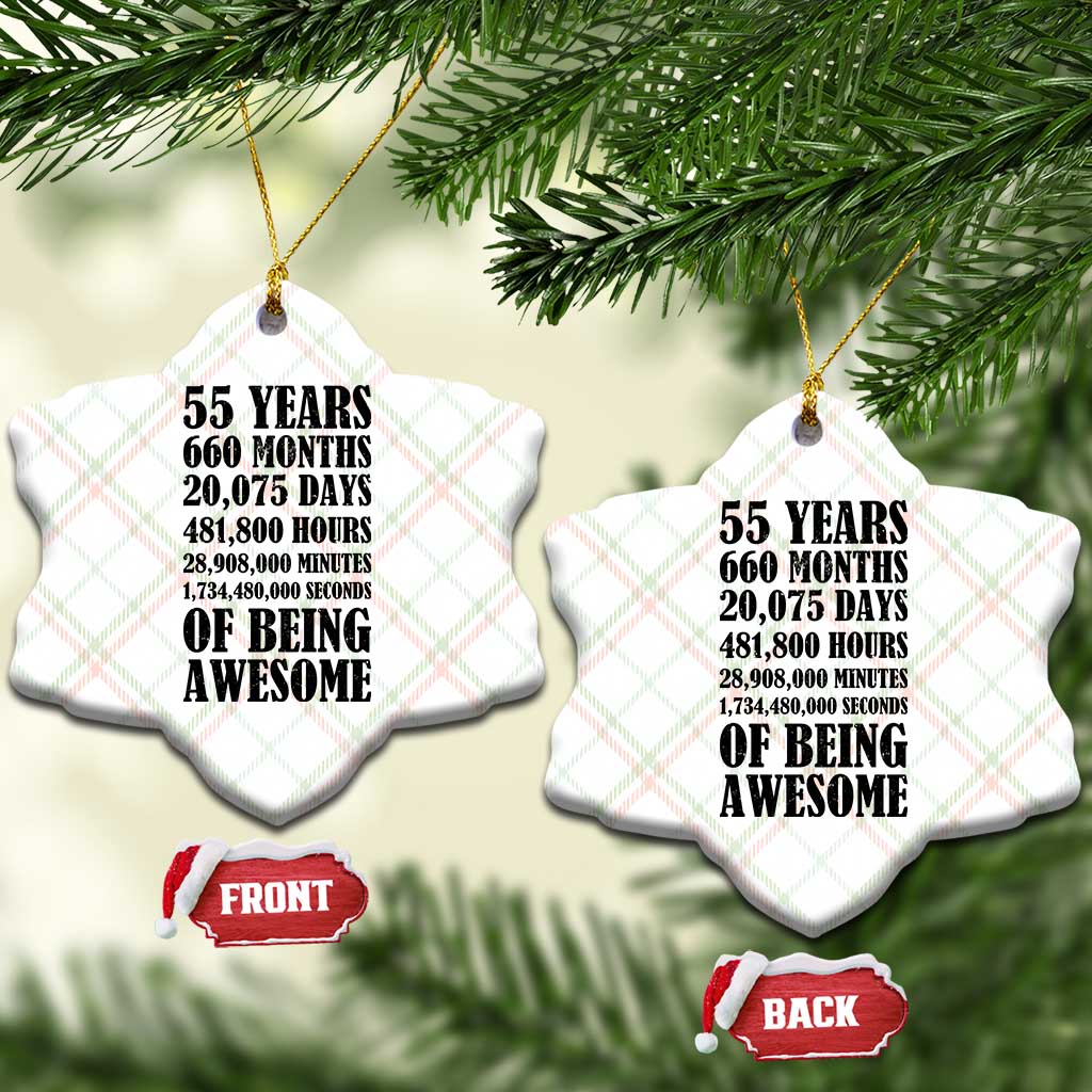 55th Milestone Birthday Ceramic Ornament 55 Years Of Being Awesome Graphic TS12 Print Your Wear
