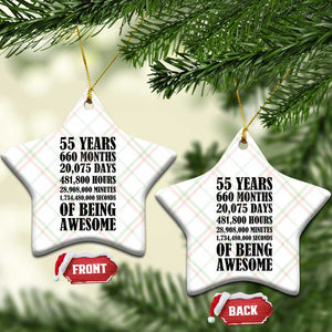 55th Milestone Birthday Ceramic Ornament 55 Years Of Being Awesome Graphic TS12 Print Your Wear