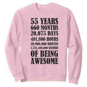 55th Milestone Birthday Sweatshirt 55 Years Of Being Awesome Graphic TS12 Light Pink Print Your Wear