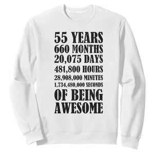 55th Milestone Birthday Sweatshirt 55 Years Of Being Awesome Graphic TS12 White Print Your Wear