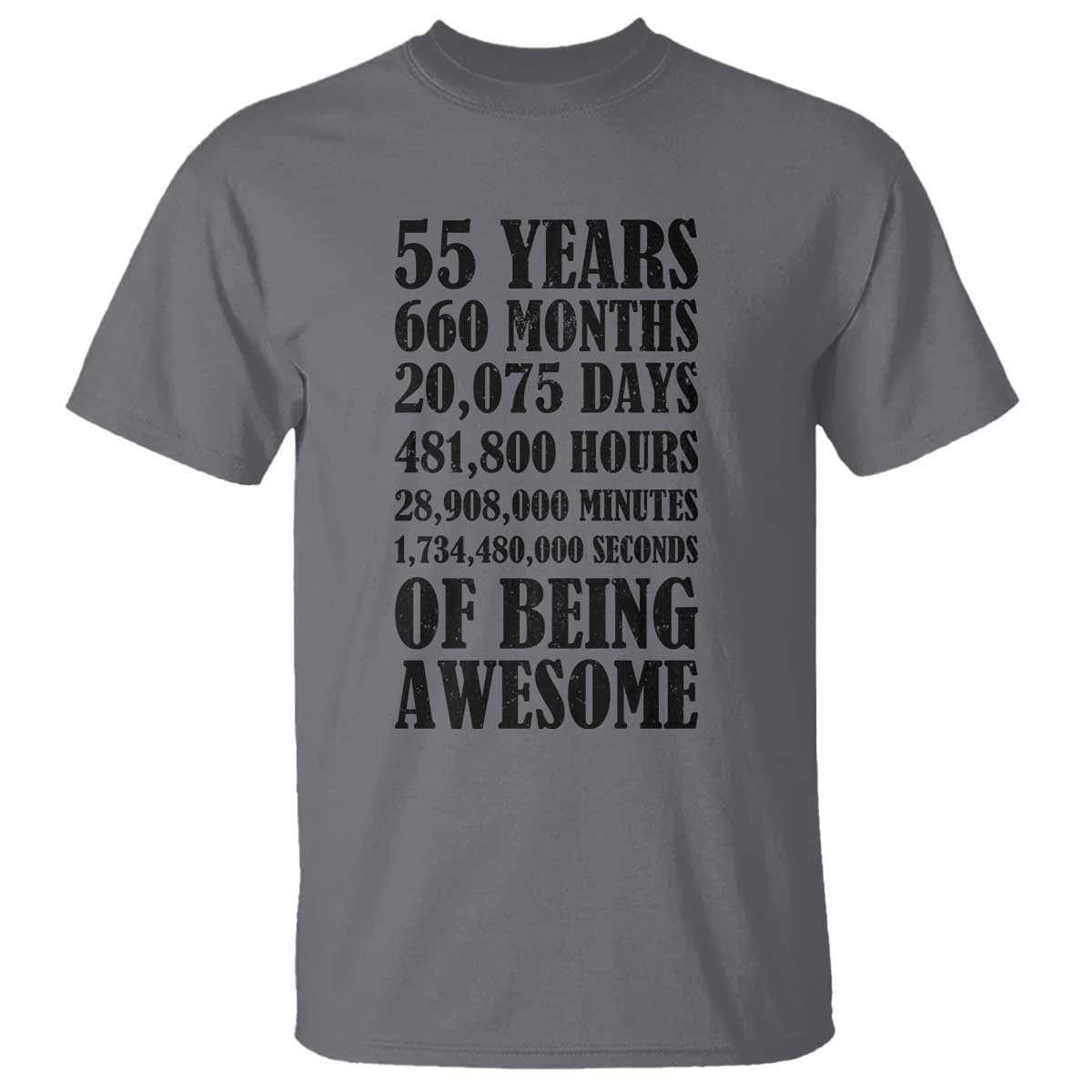55th Milestone Birthday T Shirt 55 Years Of Being Awesome Graphic TS12 Charcoal Print Your Wear