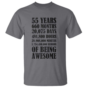 55th Milestone Birthday T Shirt 55 Years Of Being Awesome Graphic TS12 Charcoal Print Your Wear