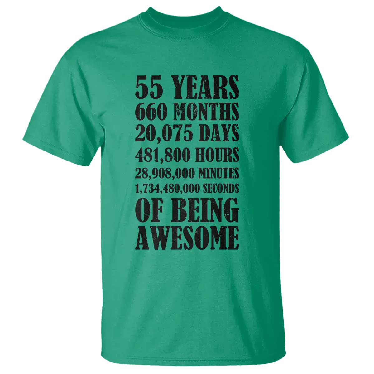 55th Milestone Birthday T Shirt 55 Years Of Being Awesome Graphic TS12 Irish Green Print Your Wear
