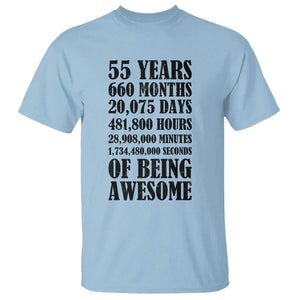 55th Milestone Birthday T Shirt 55 Years Of Being Awesome Graphic TS12 Light Blue Print Your Wear
