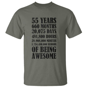 55th Milestone Birthday T Shirt 55 Years Of Being Awesome Graphic TS12 Military Green Print Your Wear