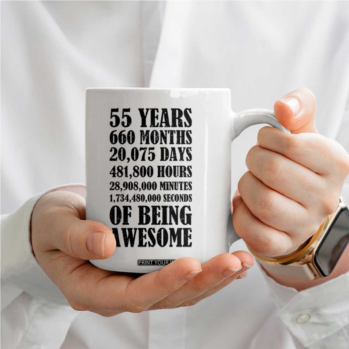 55th Milestone Birthday Coffee Mug 55 Years Of Being Awesome Graphic TS12 Print Your Wear