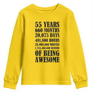 55th Milestone Birthday Youth Sweatshirt 55 Years Of Being Awesome Graphic TS12 Daisy Print Your Wear