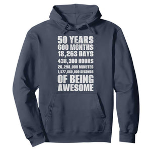 50 Years Of Being Awesome Hoodie 50th Birthday Gift Idea TS12 Navy Print Your Wear