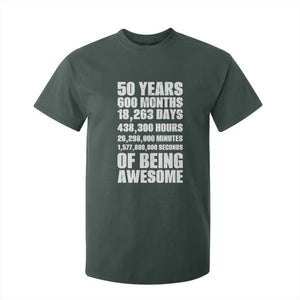 50 Years Of Being Awesome T Shirt For Kid 50th Birthday Gift Idea TS12 Dark Forest Green Print Your Wear