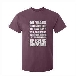 50 Years Of Being Awesome T Shirt For Kid 50th Birthday Gift Idea TS12 Maroon Print Your Wear