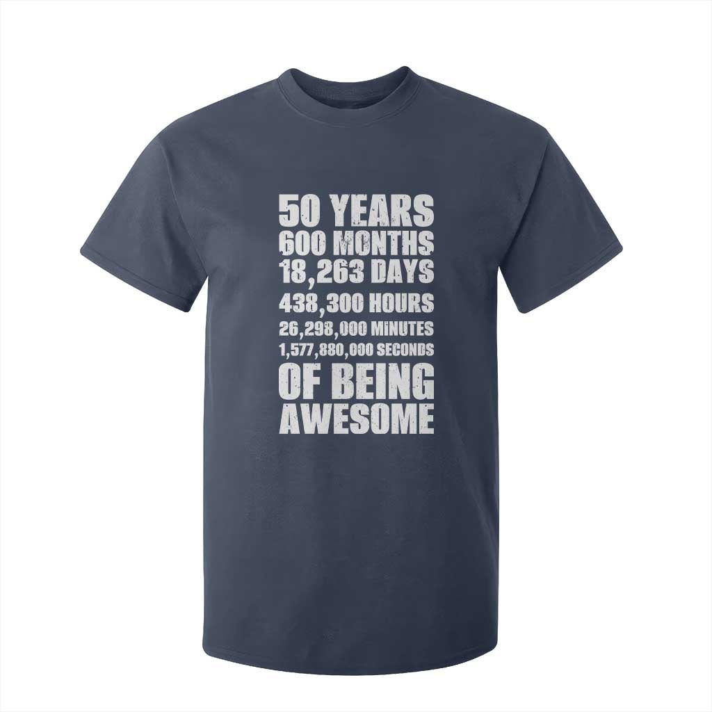 50 Years Of Being Awesome T Shirt For Kid 50th Birthday Gift Idea TS12 Navy Print Your Wear