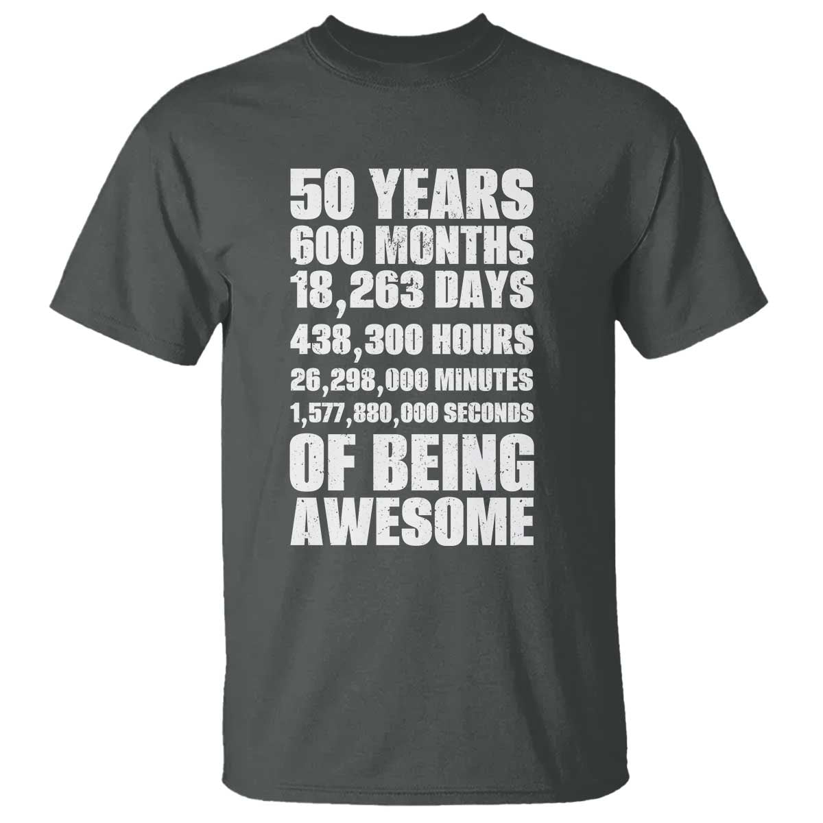 50 Years Of Being Awesome T Shirt 50th Birthday Gift Idea TS12 Dark Heather Print Your Wear