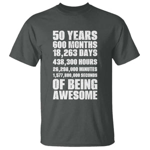 50 Years Of Being Awesome T Shirt 50th Birthday Gift Idea TS12 Dark Heather Print Your Wear