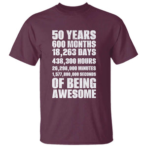 50 Years Of Being Awesome T Shirt 50th Birthday Gift Idea TS12 Maroon Print Your Wear