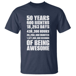 50 Years Of Being Awesome T Shirt 50th Birthday Gift Idea TS12 Navy Print Your Wear
