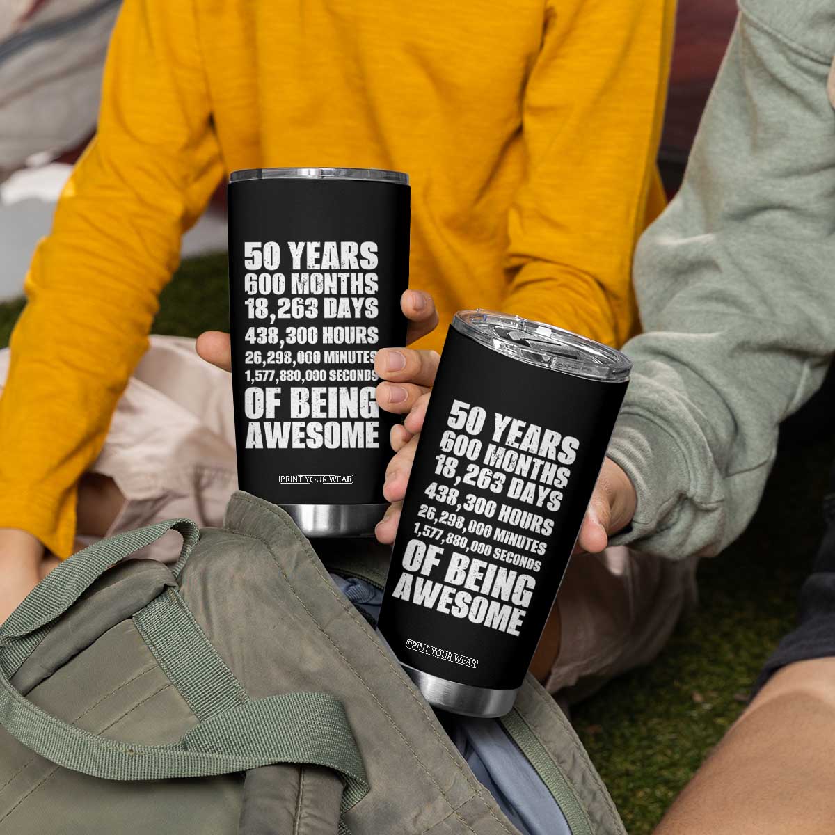 50 Years Of Being Awesome Tumbler Cup 50th Birthday Gift Idea TS12 Print Your Wear