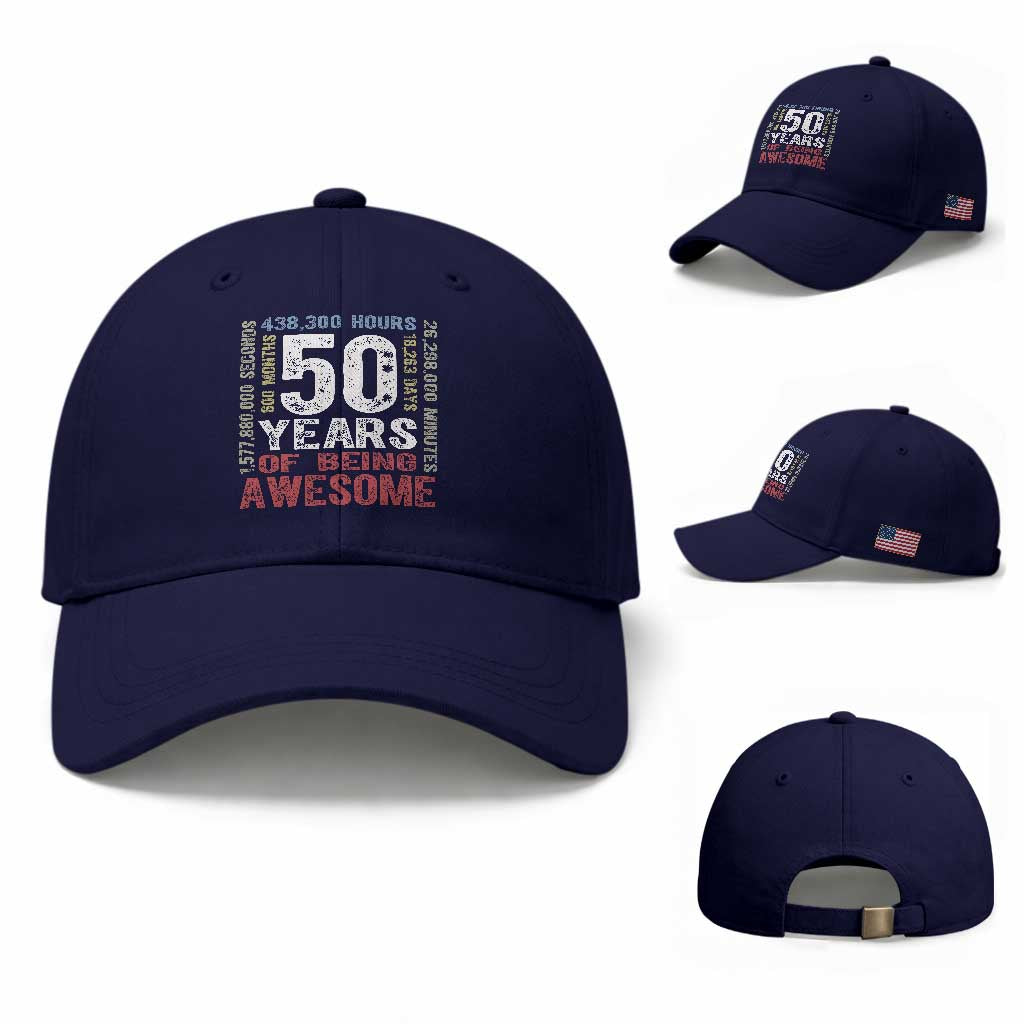 Vintage 50 Years Of Being Awesome Baseball Cap 50th Birthday Legend Gift Idea TS12 Baseball Cap Universal Fit Dark Blue Print Your Wear