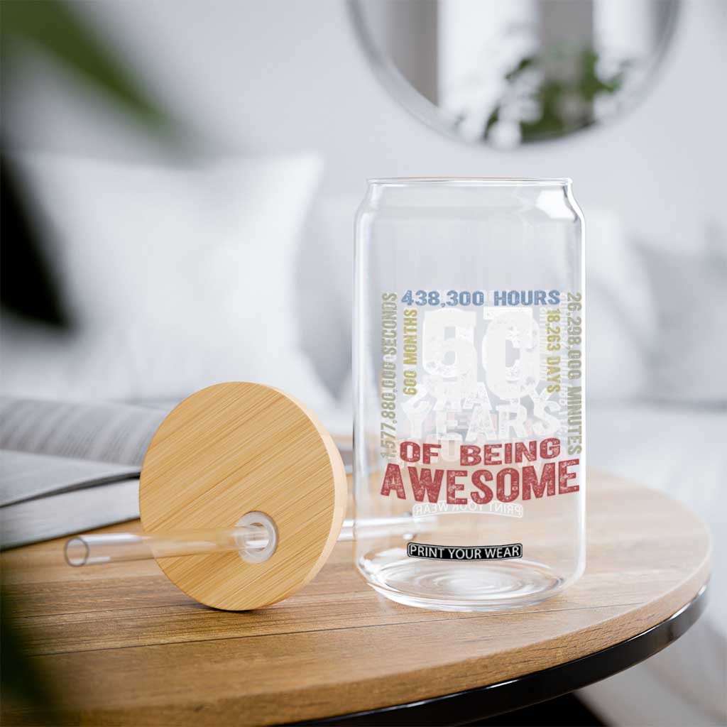 Vintage 50 Years Of Being Awesome Glass Can 50th Birthday Legend Gift Idea TS12 Print Your Wear