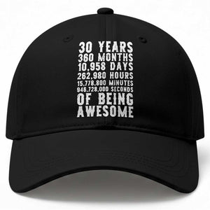 Funny 30th Birthday Baseball Cap Thirty Years Of Being Awesome TS12 Print Your Wear