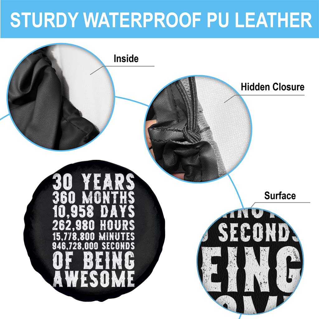 Funny 30th Birthday Spare Tire Cover Thirty Years Of Being Awesome TS12 Print Your Wear
