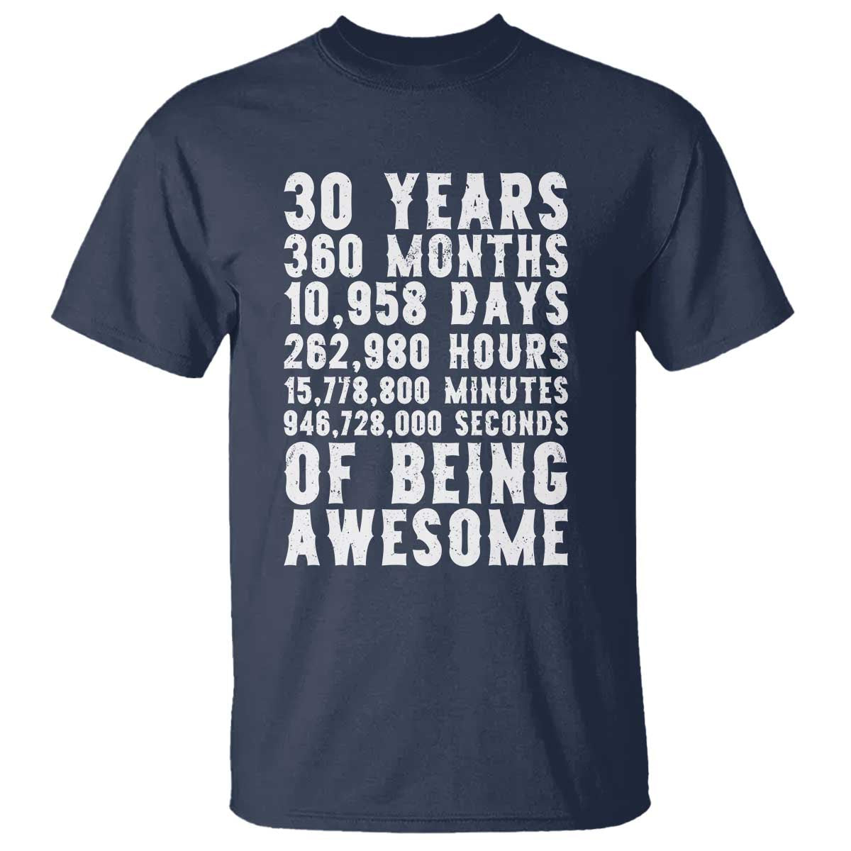 Funny 30th Birthday T Shirt Thirty Years Of Being Awesome TS12 Navy Print Your Wear